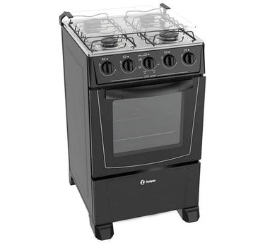 Cocina THOMPSON CTH-1000 a Gas 4 Hornallas Mesada de Acero Inoxidable Tapa de Vidrio - Negro - Tienda Universo